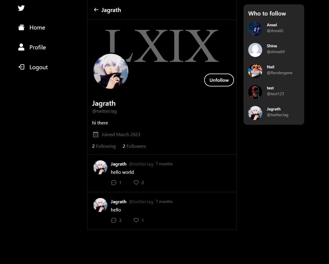 Image of a Twitter Clone Website